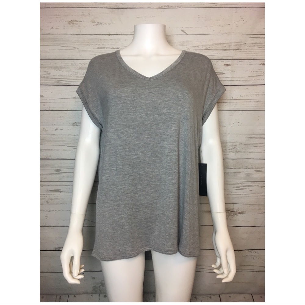 TAHARI Moore Soft Knit Top Tunic V Neck